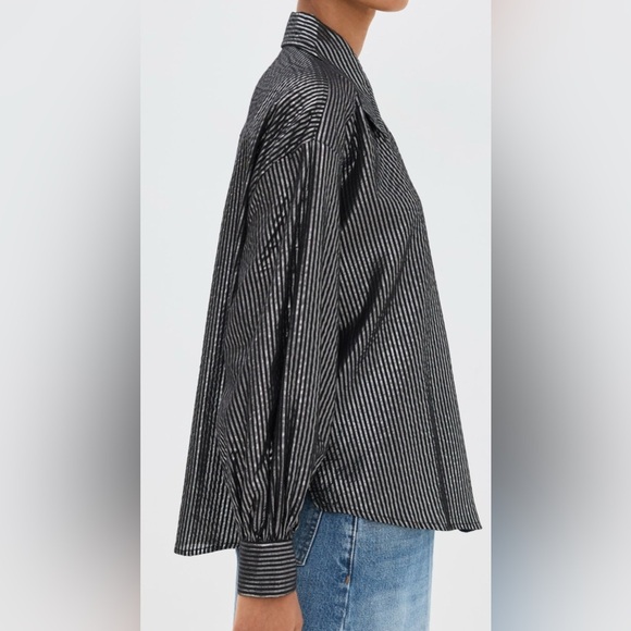 Alix of Bohemia Emery Moonlight Long Sleeve Silver Metallic Stripe Size Small - Picture 2 of 8